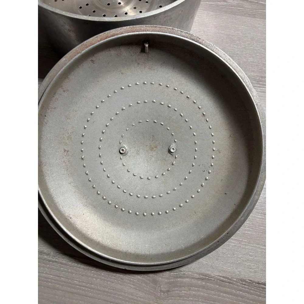 Vintage Super Maid Cast Aluminum Dutch Oven Self Basting Lid Steamer Insert